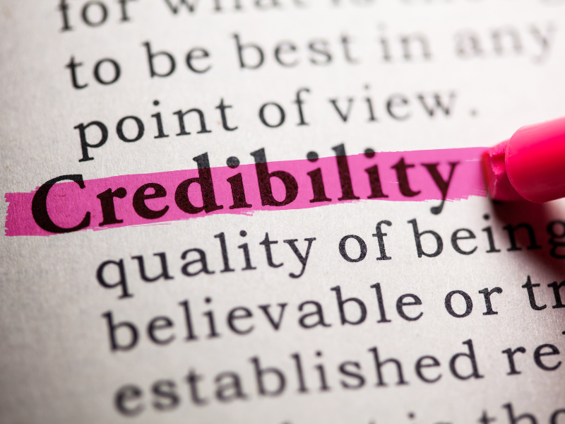 The word "credibility" in a dictionary